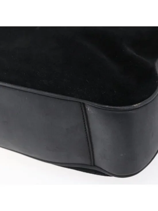 Authentic GUCCI Bamboo Shoulder Bag Suede Black Gold 001 1014 1577 - Picture 7 of 16